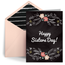 Sisters Floral Doodle card image