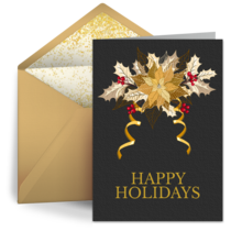 Business Gold Poinsettia card image