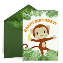 Happy Birthday Monkey card image