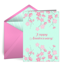 Cherry Blossoms Anniversary card image