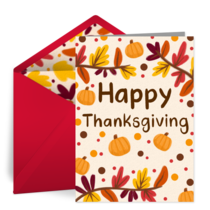 Thanksgiving Pumpkins & Leaves card image