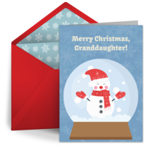 Granddaughter Snowglobe card image