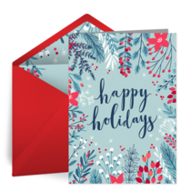 Illustrated Holiday Thanks card image