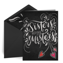 Sisters Before Misters Chalkboard card image
