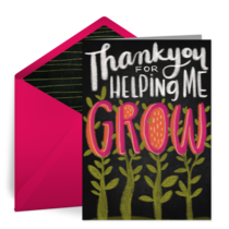 Thank You For Helping Me Grow card image