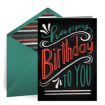 Chalkboard Happy Birthday card image