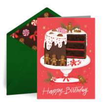 Holiday Birthday Cake card image