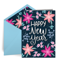 New Year Floral card image