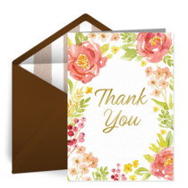 Fall Floral Wedding Thank You card image