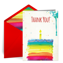 Thanks Rainbow Birthday Cake card image