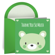 Baby Bear Green Thank You card image