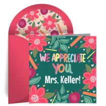 Personalized Teacher Flowers card image