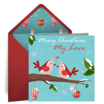 Christmas Love Birds card image