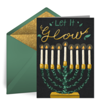 Let It Glow Hanukkah card image