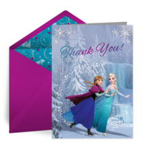 Frozen Birthday Thank You card image