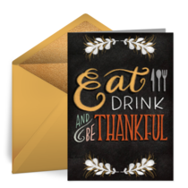 Eat Drink & Be Thankful Chalk card image