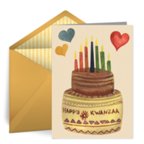 Kwanzaa Cake Hearts card image