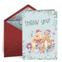 Pooh Christmas Thank You card image