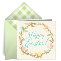 Illustrated Easter Wreath card image