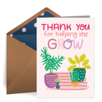 Helping Me Grow Thanks card image
