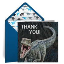 Jurassic World Thanks card image