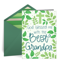 Blessed Grandpa Greenery card image