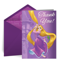 Rapunzel Birthday Thank You card image