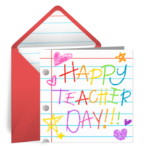 Teacher Day Scribble card image
