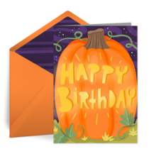 Birthday Carved Pumpkin card image