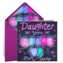Daughter Christmas Lights card image