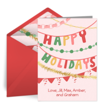 Happy Holidays Bunting card image