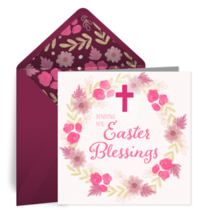 Easter Blessings Wreath card image