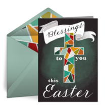 Stained Glass Easter Cross card image