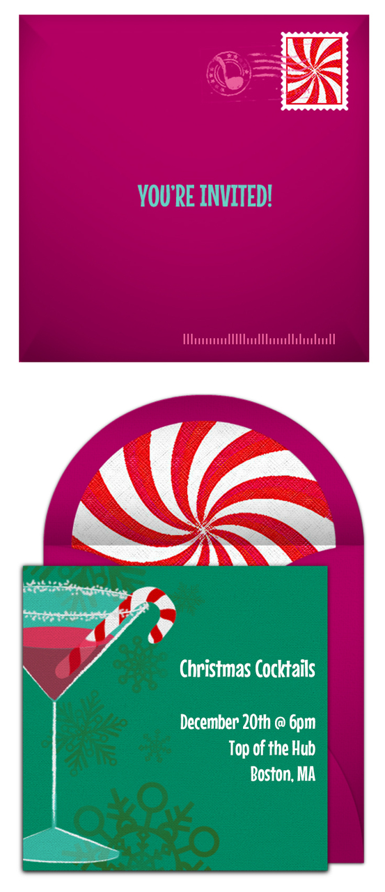 Free Christmas Party Invitation: Peppermint Cocktail