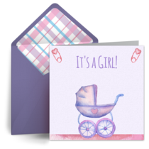 Baby Carriage (Girl) card image