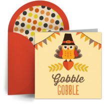 Thanksgiving Turkey Pilgrim card image