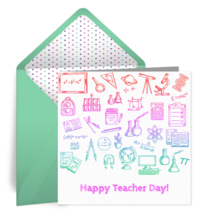 Teacher Day Doodle card image