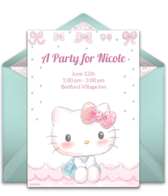 HELLO KITTY BIRTHDAY PARTY INVITATION TICKET CUSTOM CARD INVITES c3 photo 