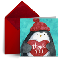 Holiday Penguin Thank You card image
