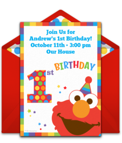 Elmo Birthday Party Invitations With Envelopes For Boys