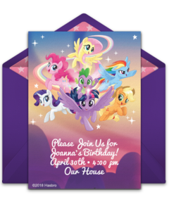 My Little Pony Design Girls Personalised Birthday Party Invitations Any Name 