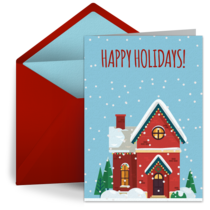 Holiday Snowy House card image