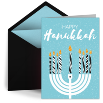 Striped Hanukkah Menorah card image