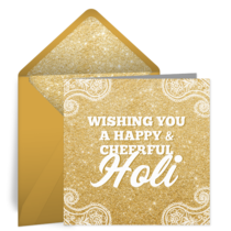 Gold Holi Wishes card image