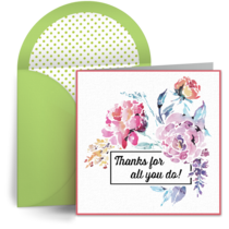 Admin Floral Thanks card image