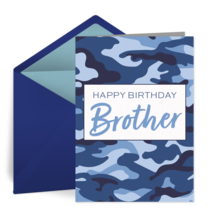 Brother Birthday Camo card image