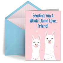 Llama Love for Friend card image
