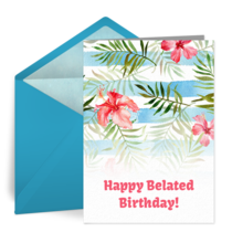 Belated Birthday Floral card image