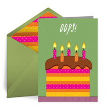Birthday Cake Belated card image
