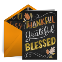 Thankful, Grateful, Blessed card image